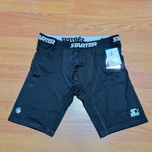 Starter Large L Black  15” Length Compression men’s Shorts